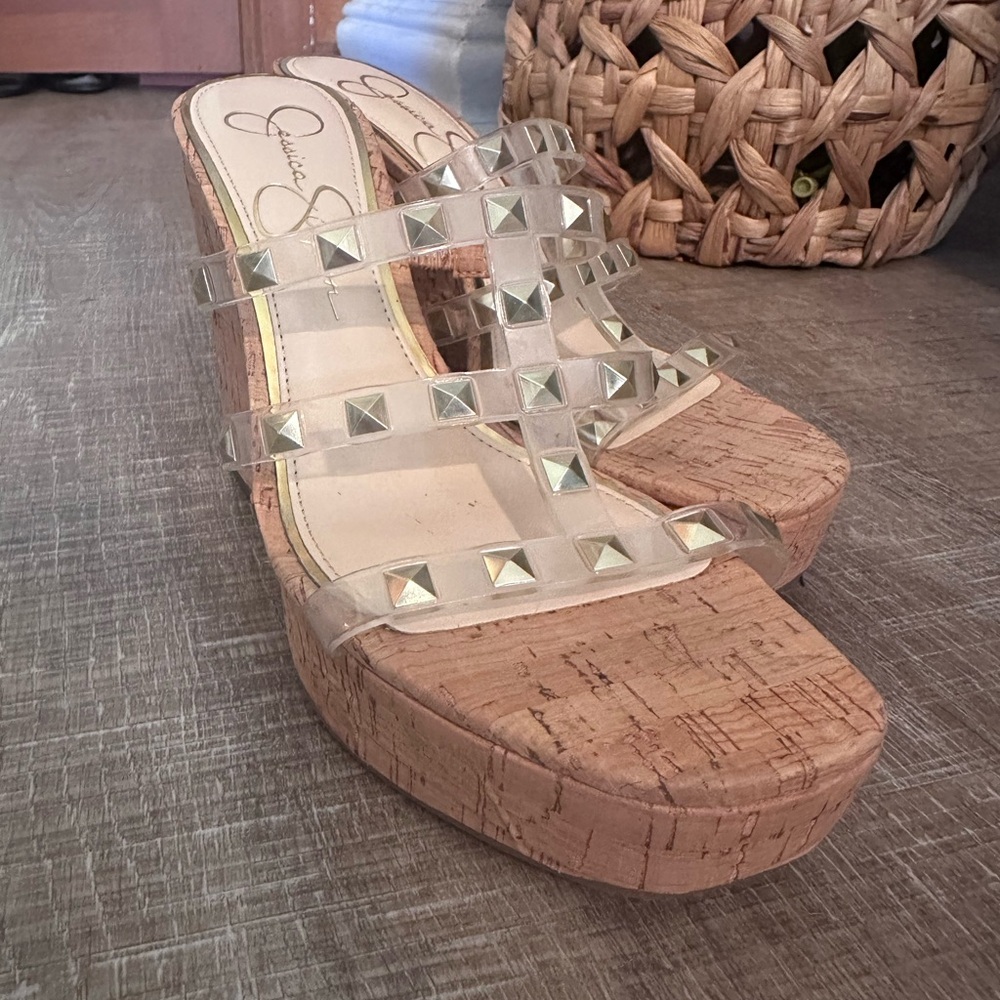 Jessica Simpson Clear Studded Platform Sandals